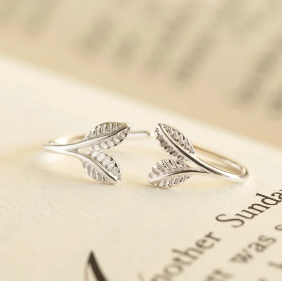 Frosted Leaf Earrings - Only 1 left! - Picture 5 of 11